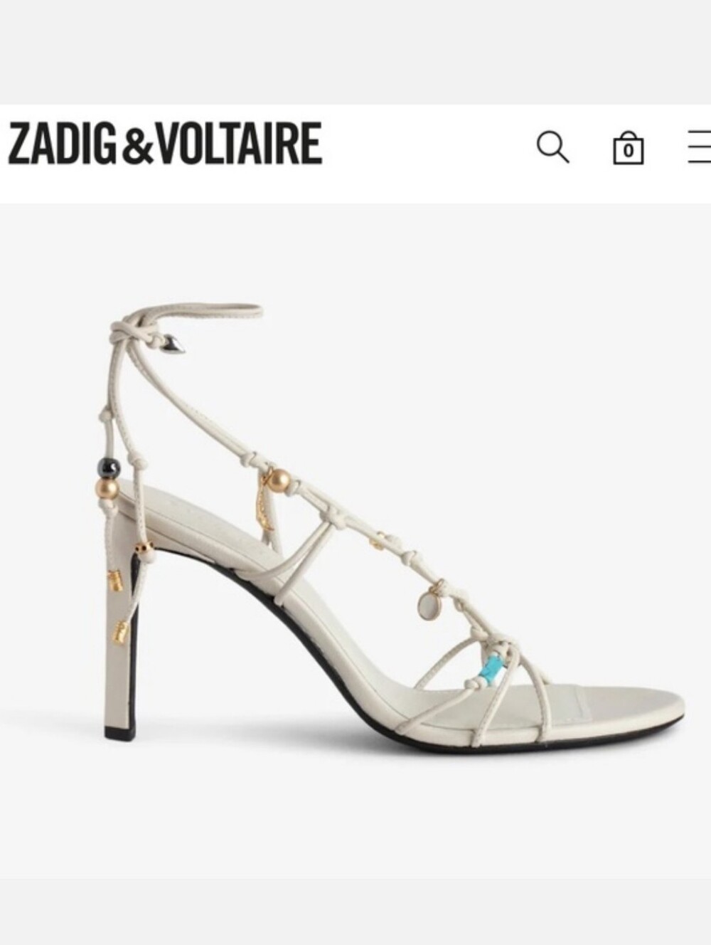 Zadig & Voltaire Lamb Leather Alana Charm Stone Jewel Embellished Sandals 39